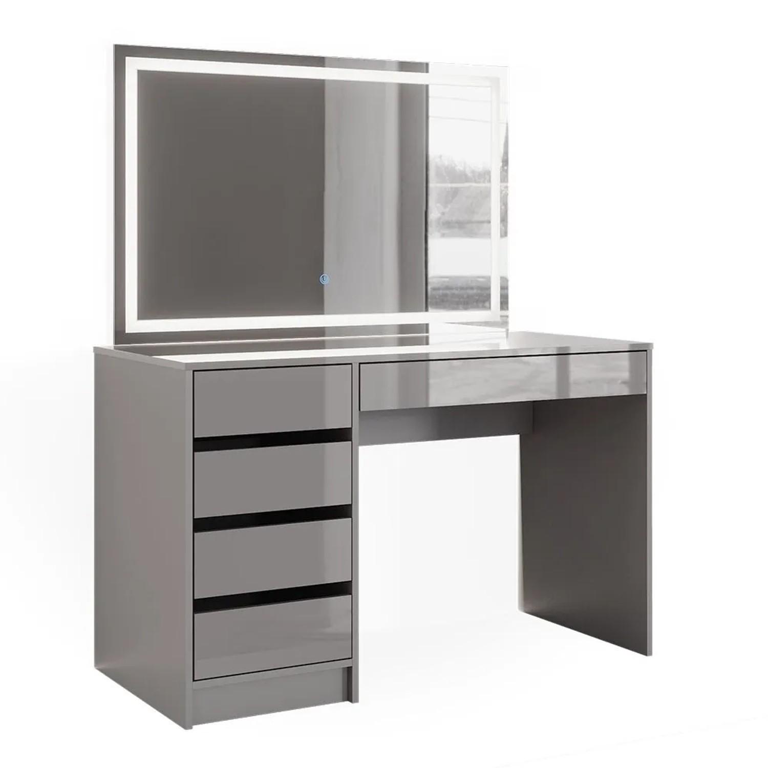 Vicco Schminktisch Sherry Grau 120 x 145 mit LED-Spiegel