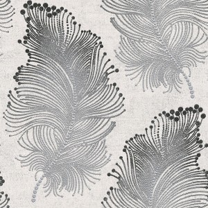 Bricoflor Vliestapete mit silber-grauen Federn und Glitzersteinen für ein elegantes Schlafzimmer.