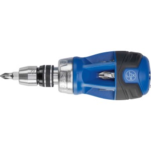 LUX Schraubendreher-Set Multi Bits Stubby 14-in-1 mit blau-schwarzem Griff.