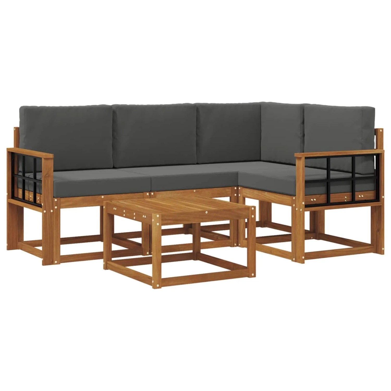 vidaXL Outdoor-Sofagarnitur mit Kissen 5 Stk Natur und Anthrazit 3366370