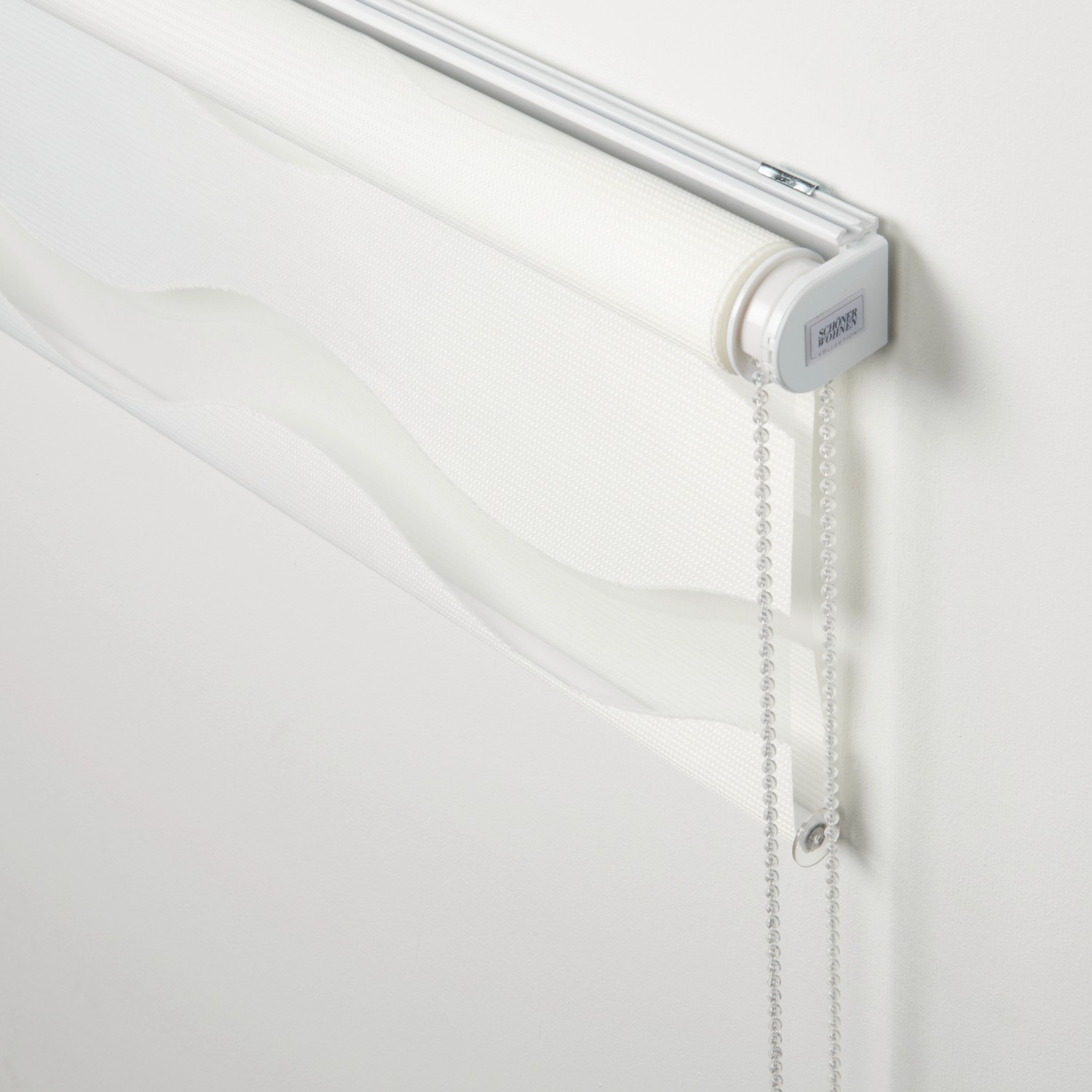 Schöner Wohnen Doppelrollo Tilda Welle, 45x150 cm, weiß. Lichtdurchlässiges Rollo mit Wellenmuster.