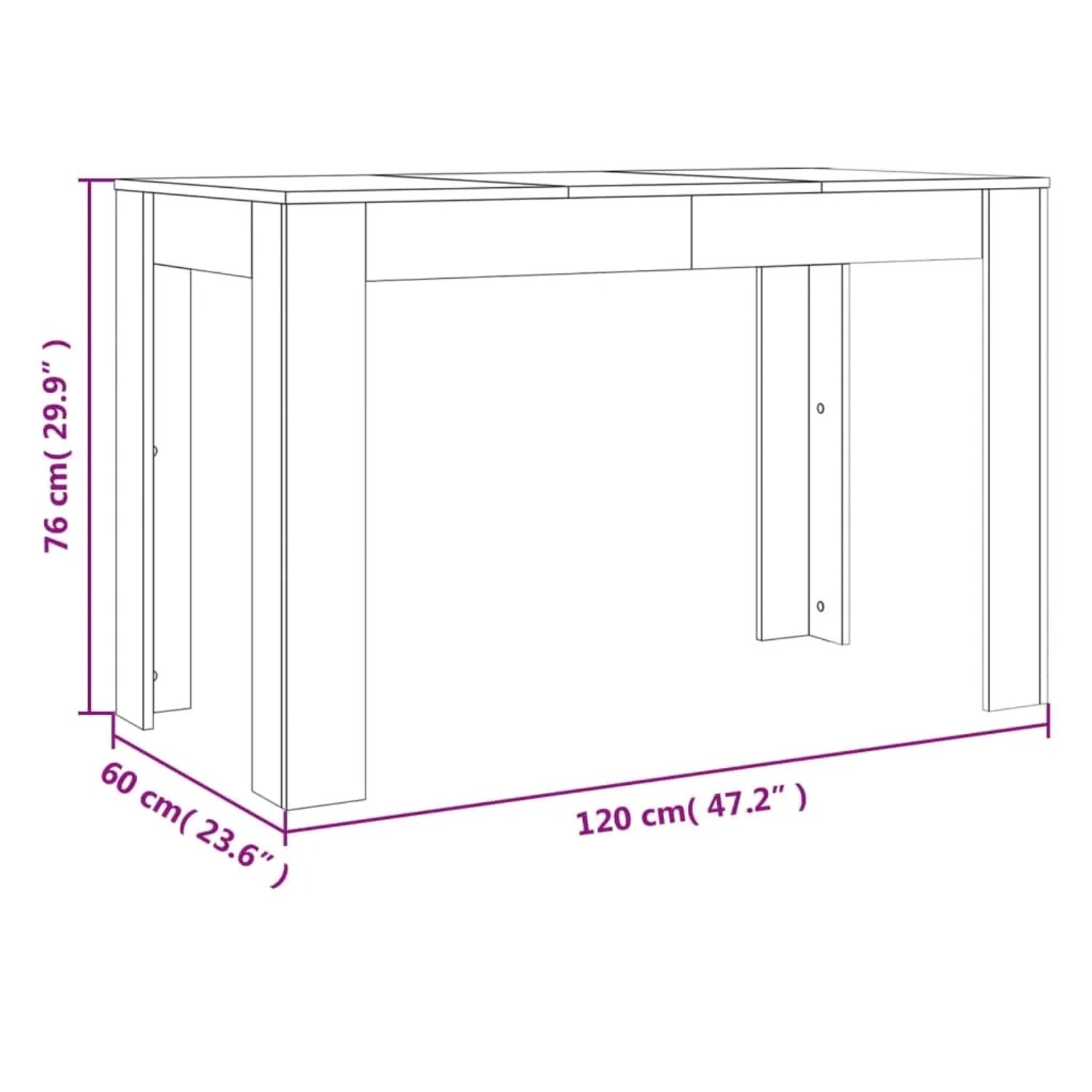 vidaXL Esstisch, Grau Sonoma, 120x60 cm, Holzwerkstoff. Tisch für Esszimmer, Küche oder Bistro.