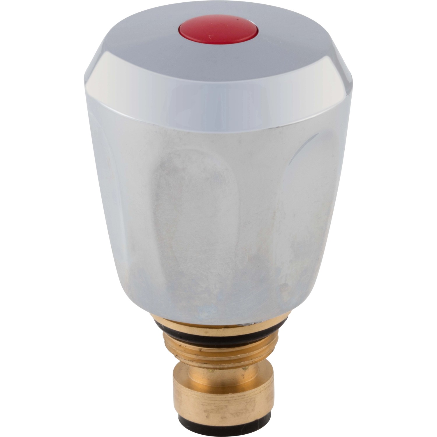 OBI ABS-Oberteil für Heißwassergeräte, 16,7 mm (G 3/8), Chrom-Optik mit rotem Punkt.