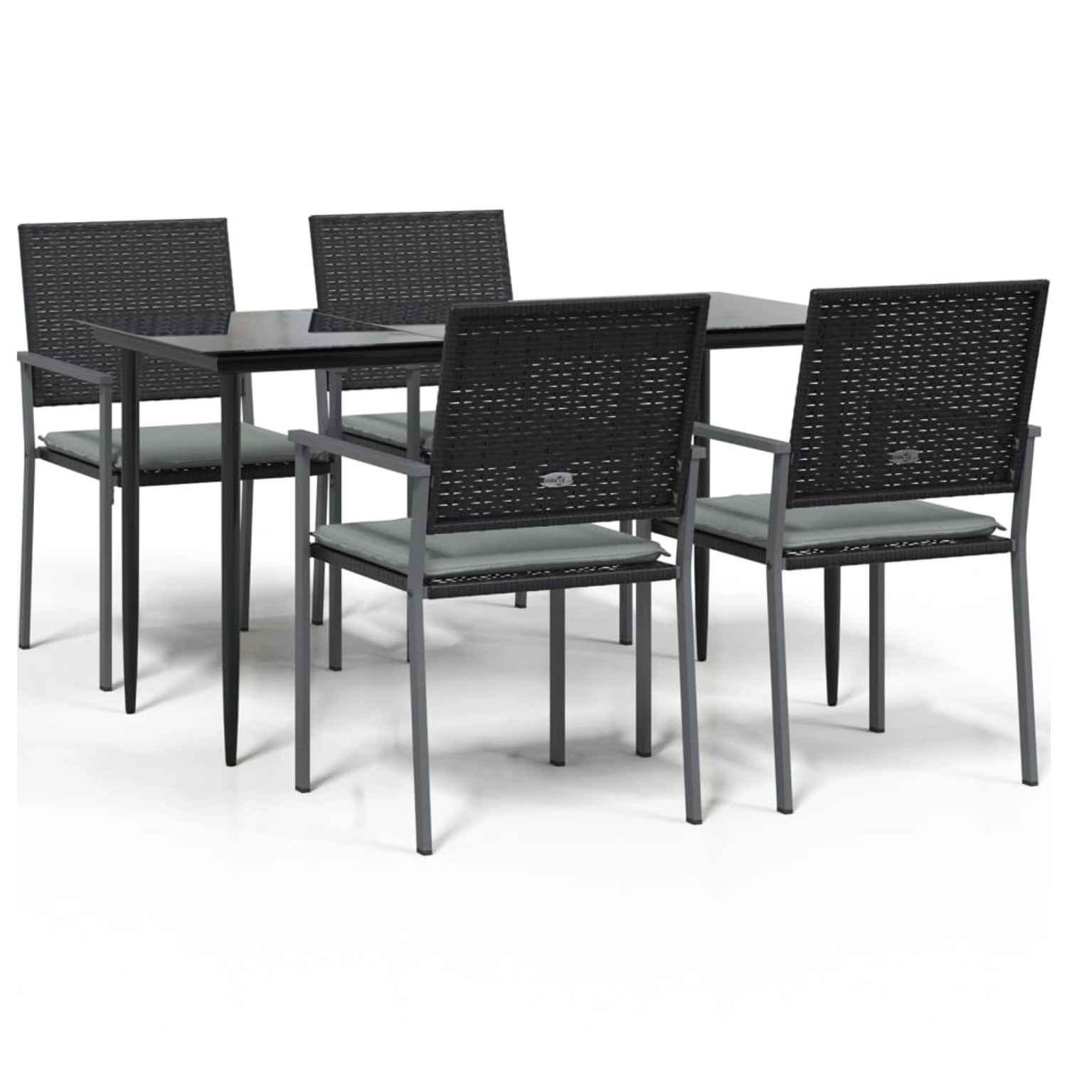 vidaXL 5-Tlg Garten-Essgruppe mit Kissen Poly Rattan und Stahl 3187005 günstig online kaufen