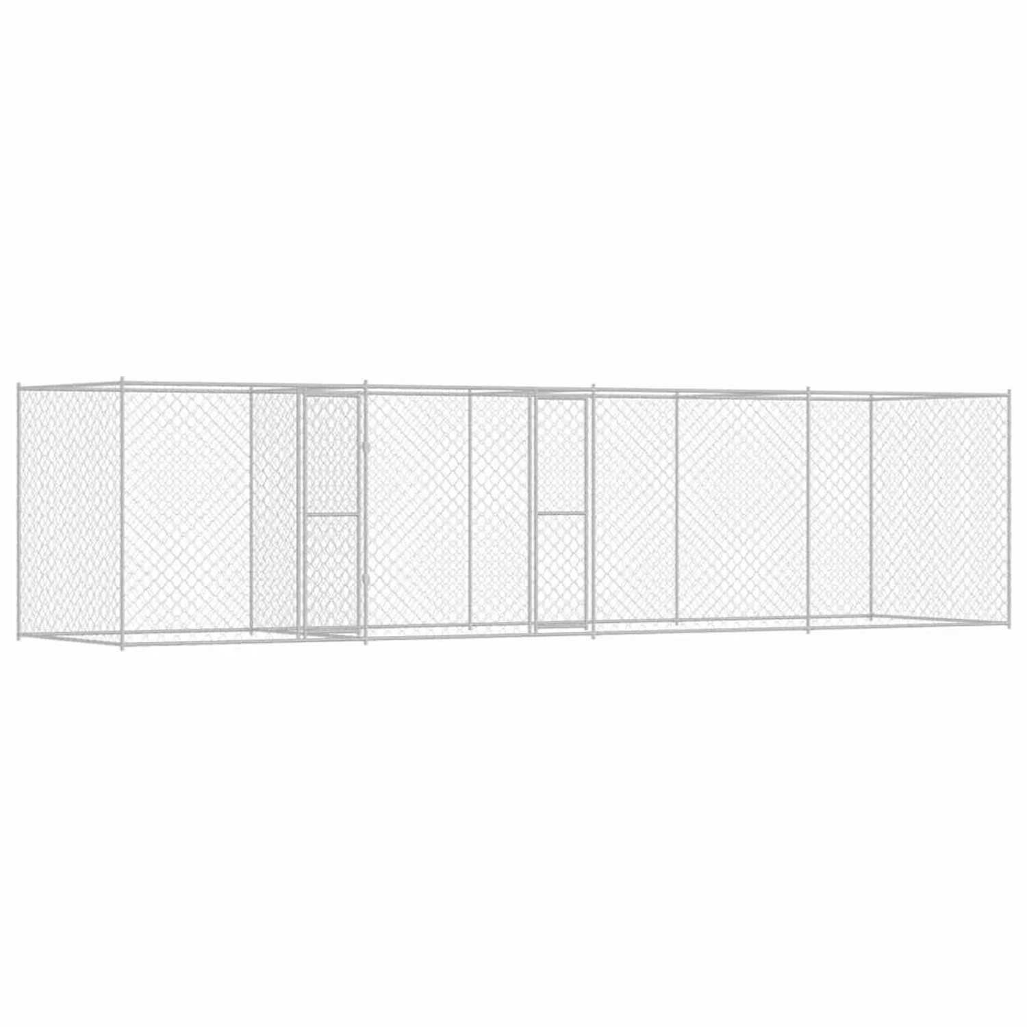 vidaXL Hundekäfig Silber 600 x 200 x 200 cm Verzinkter Stahl 3368312