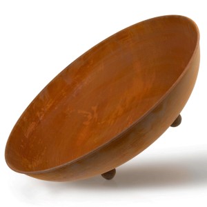 Rostikal Cortenstahl Pflanzschale Ø 53 cm mit warmer Edelrost Patina und Standkugeln für Garten & Terrasse.
