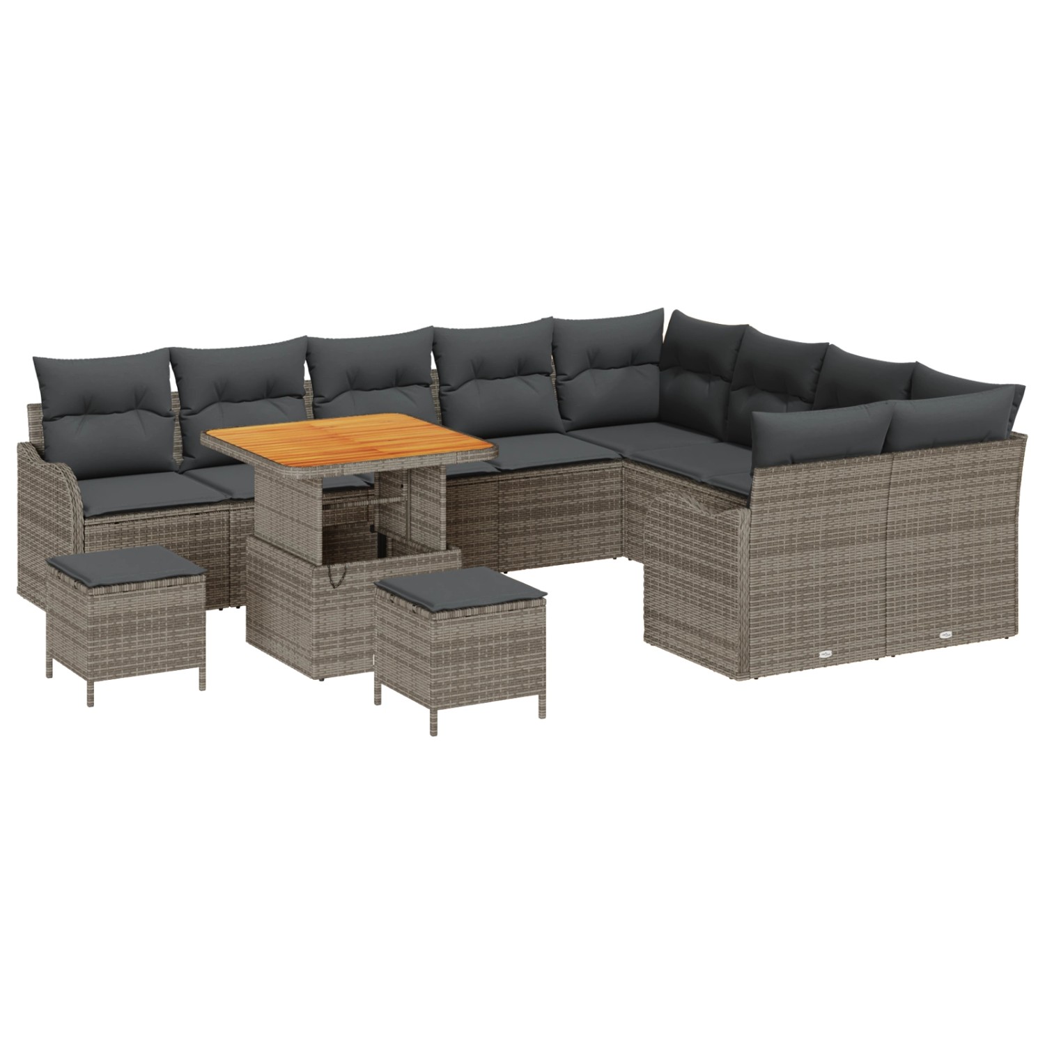 vidaXL Garten-Sofa-Set 12-Tlg Grau Poly Rattan 3362303 günstig online kaufen
