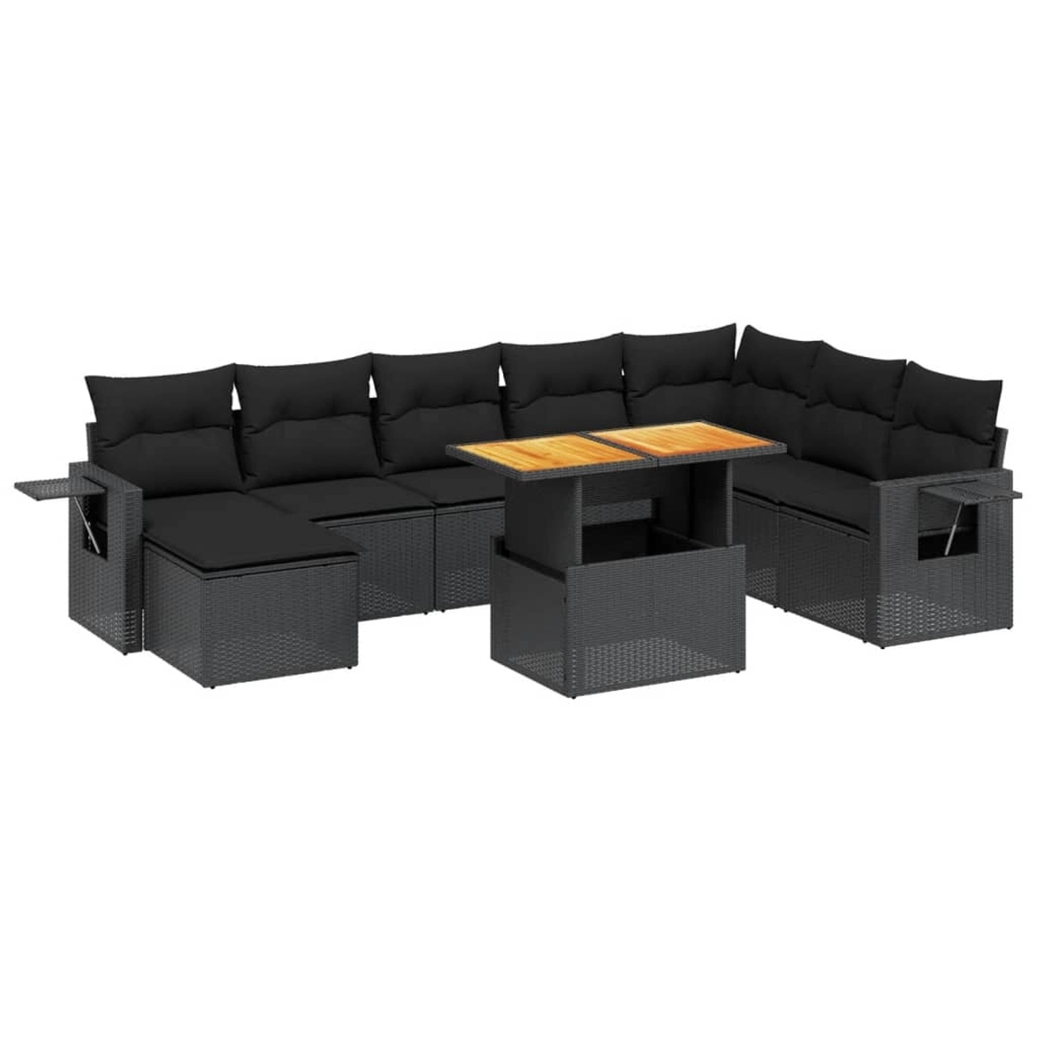 vidaXL 9-Tlg Garten-Sofagarnitur mit Kissen Schwarz Poly Rattan 3271888 günstig online kaufen