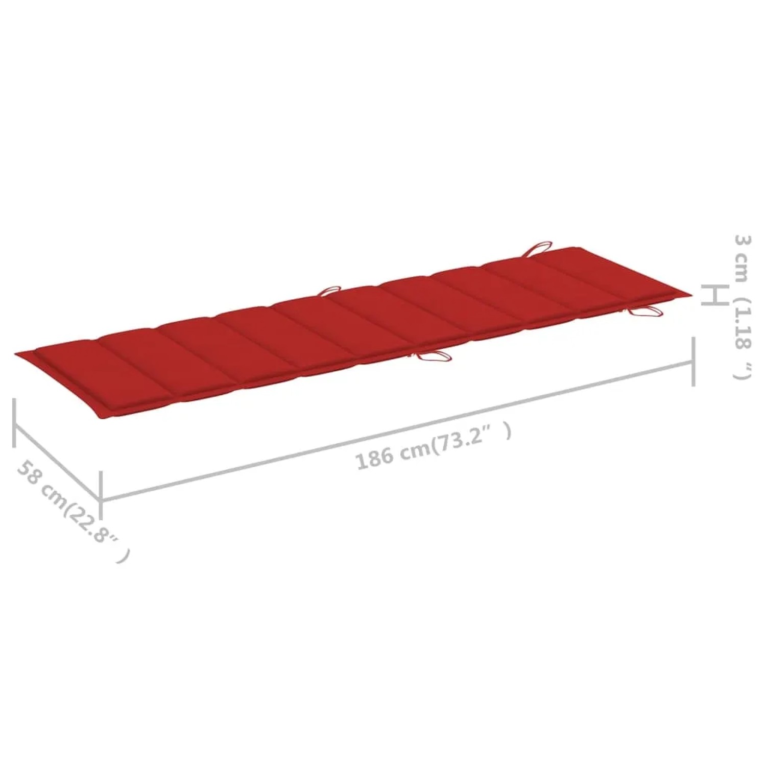 Rote Auflage (186x58x3cm) für vidaXL Schaukelliege aus Teakholz.