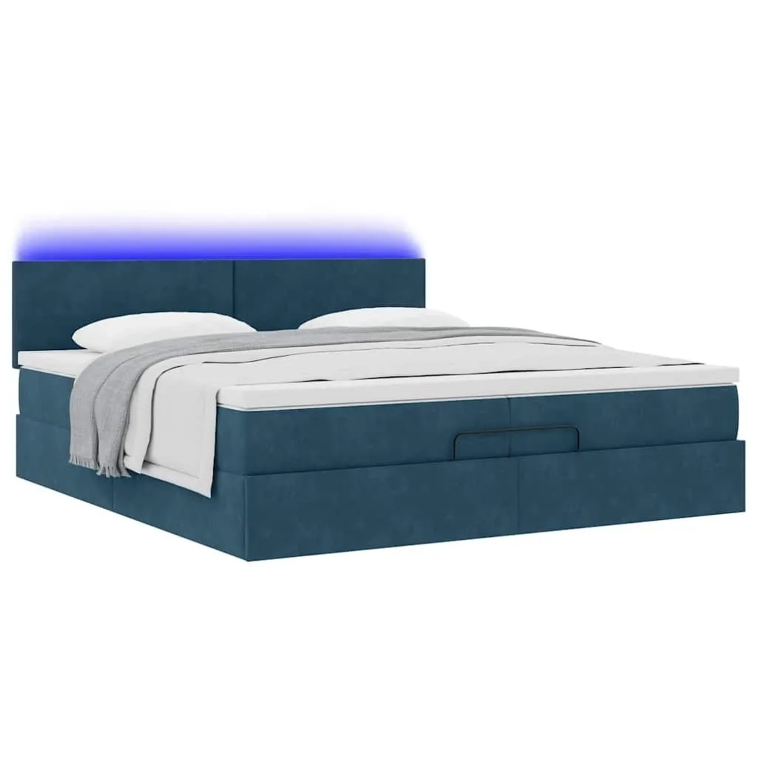 vidaXL Ottoman-Bett mit Matratzen & LED Dunkelblau 200x200 cm Samt 3312576