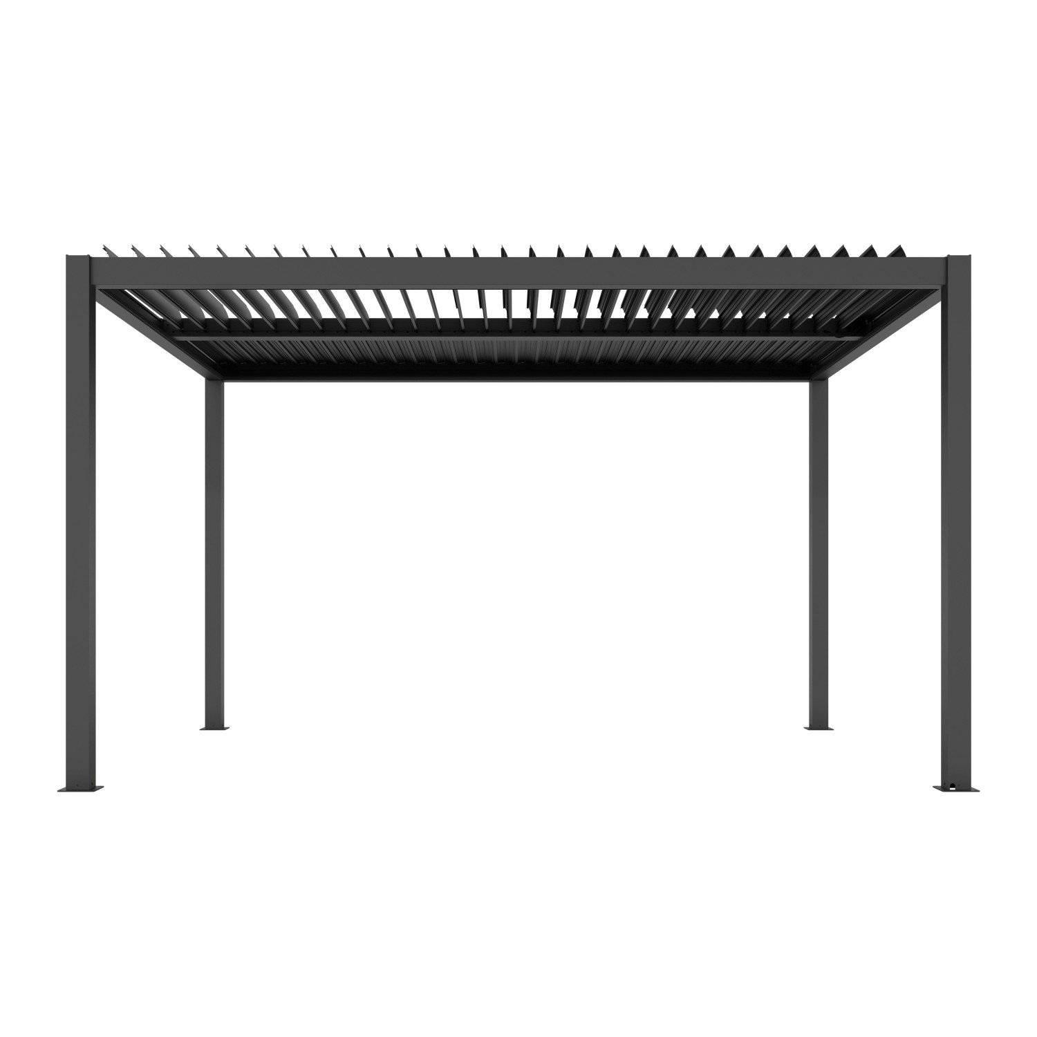Graue Ximax Pergola Shade mit Lamellendach und Beleuchtung, 300x400 cm.