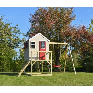 Wendi Toys Kinderspielturm Zebra mit Veranda und Schaukel für Kinder ab 3 Jahren.