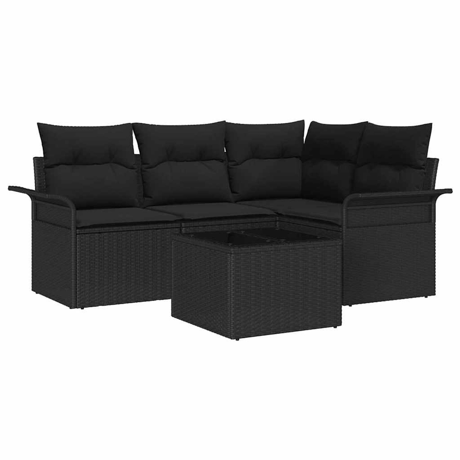 vidaXL Garten-Sofa-Set mit Kissen 5-Tlg Schwarz Poly Rattan 3345353 günstig online kaufen