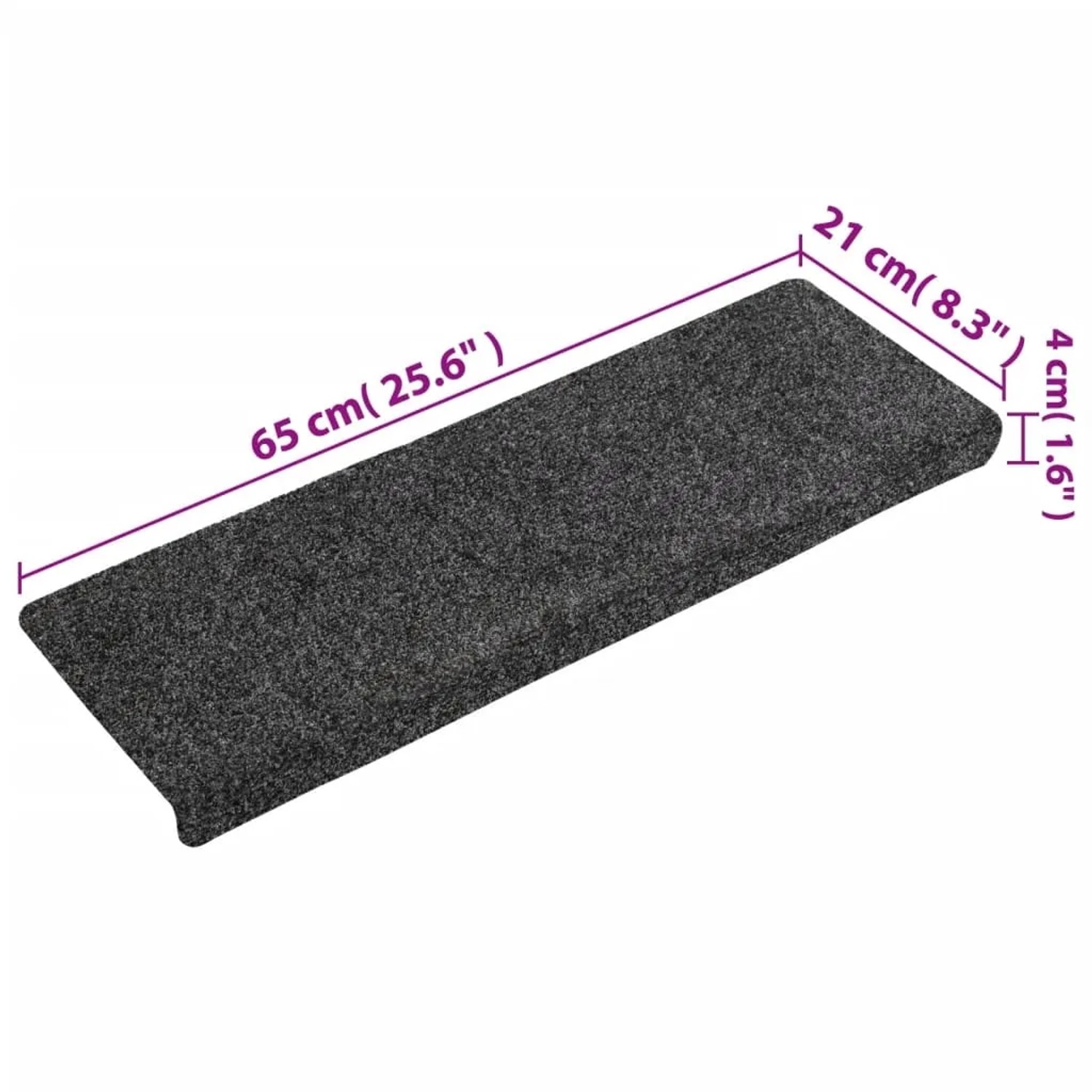 Graue VidaXL Stufenmatte (65x21x4 cm) aus Nadelvlies, 15er Set.