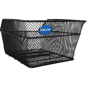 Schwarzer Fischer Fahrrad-Gepäckträgerkorb School aus Stahl, engmaschig und für E-Bikes geeignet.
