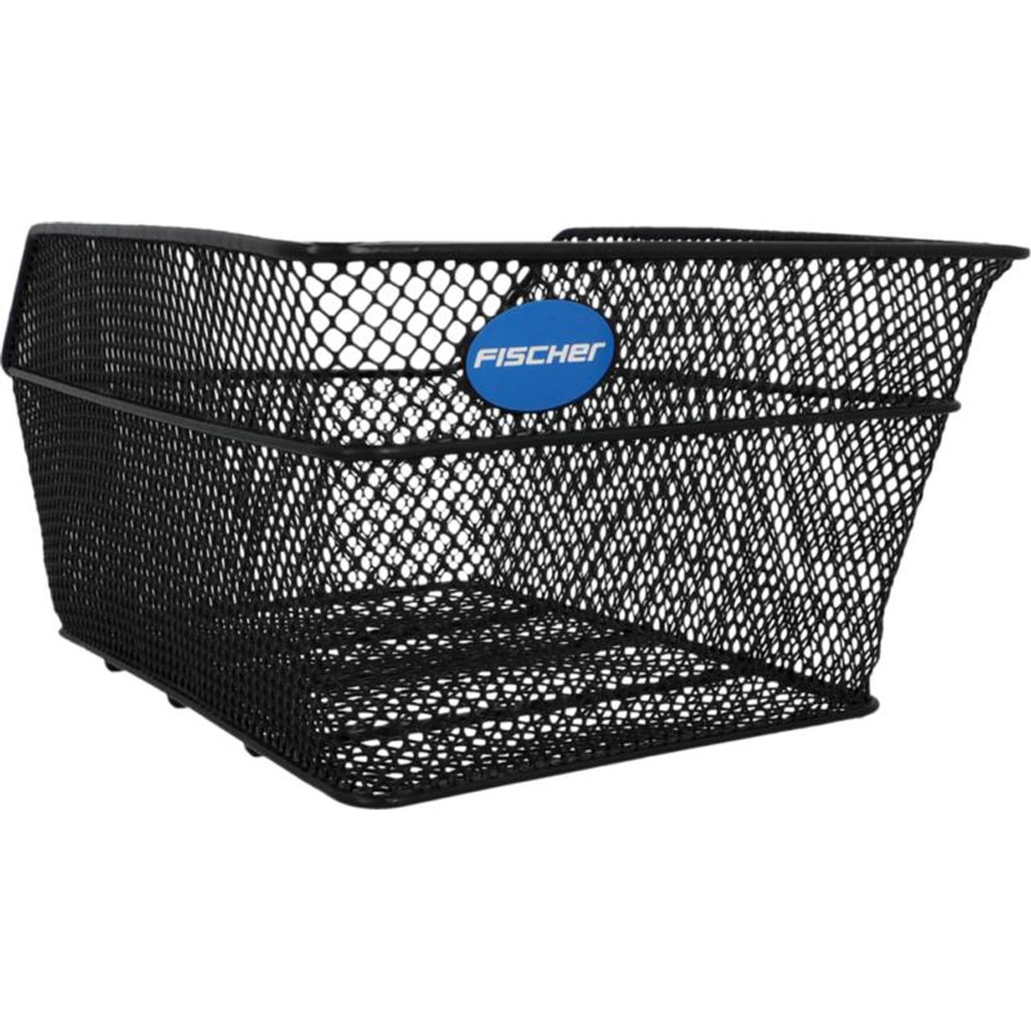 Schwarzer Fischer Fahrrad-Gepäckträgerkorb School aus Stahl, engmaschig und für E-Bikes geeignet.