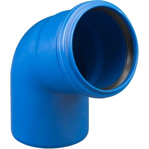Blauer Marley HT Silent Bogen DN 110/67° für schallgedämmte Abwasserrohre.