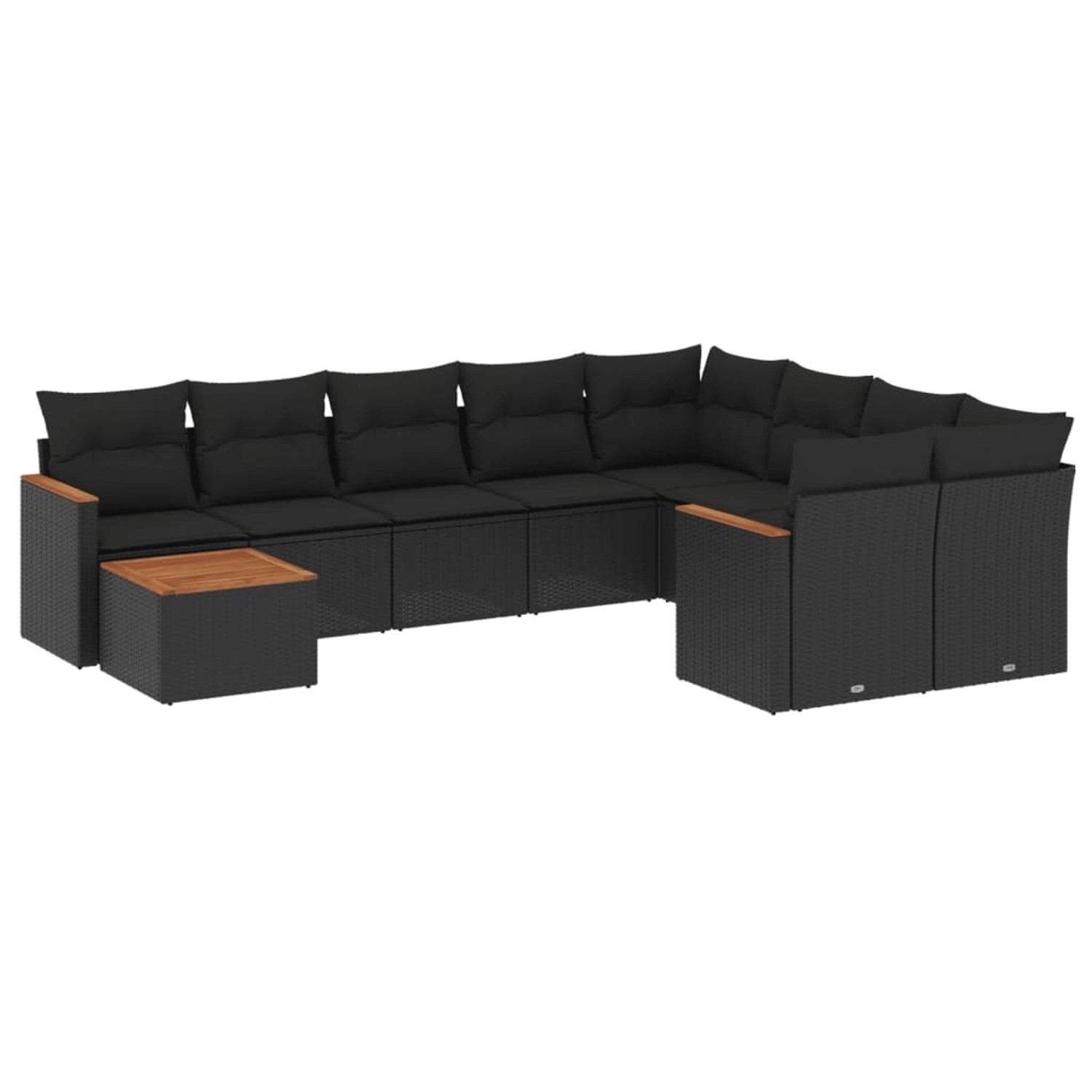 vidaXL 10-Tlg Garten-Sofagarnitur mit Kissen Schwarz Poly Rattan 3226314 günstig online kaufen