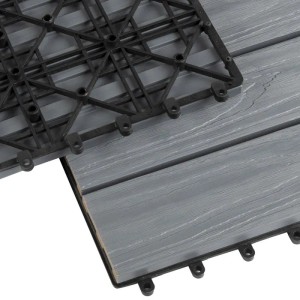 KARAT WPC Terrassenfliesen Classic, grau, 30x30 cm, 11er-Set (1 m²), mit Klicksystem und Holzoptik.