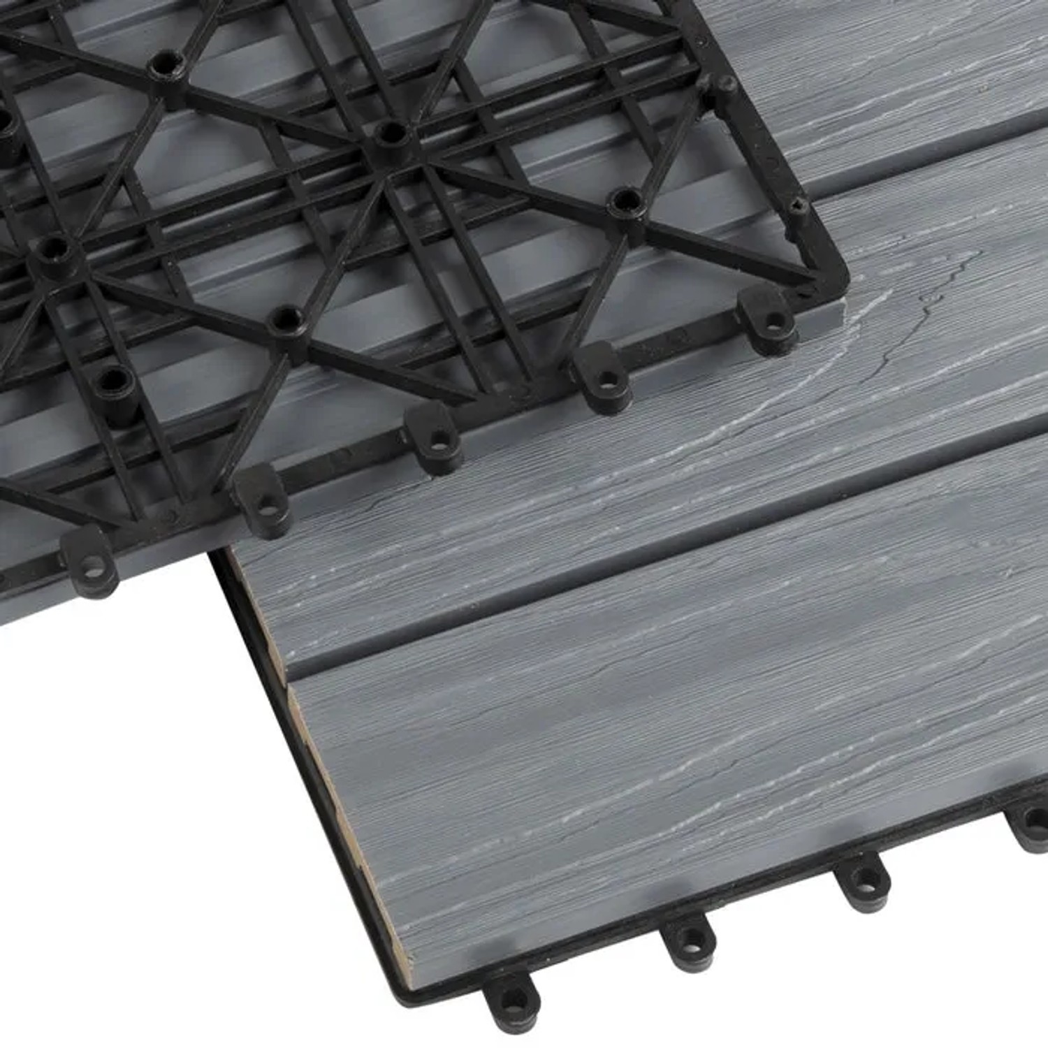 KARAT WPC Terrassenfliesen Classic, grau, 30x30 cm, 11er-Set (1 m²), mit Klicksystem und Holzoptik.