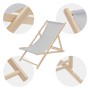 2er Set hellgraue, klappbare Holz-Liegestühle für Garten, Balkon oder Strand.