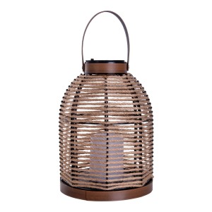 Näve LED-Solarleuchte Korbinian Natur, Ø 21 cm. Dekorative Solar-Deko für Garten und Terrasse.