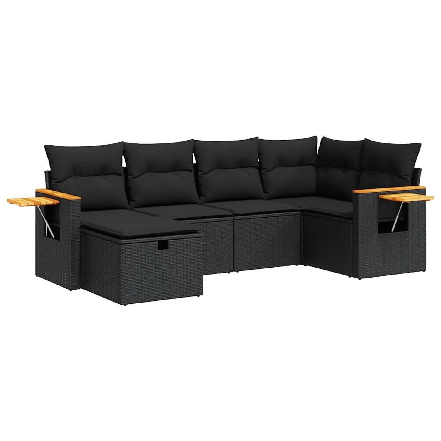 vidaXL 6-Tlg Garten-Sofagarnitur mit Kissen Schwarz Poly Rattan 3325968 günstig online kaufen
