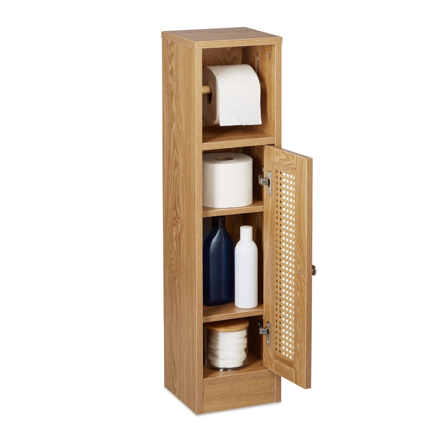 Relaxdays Toilettenpapierhalter Faserplatte Braun Stehend Höhenverstellbar 80 cm x 20,5 cm x 21 cm 6,2 kg