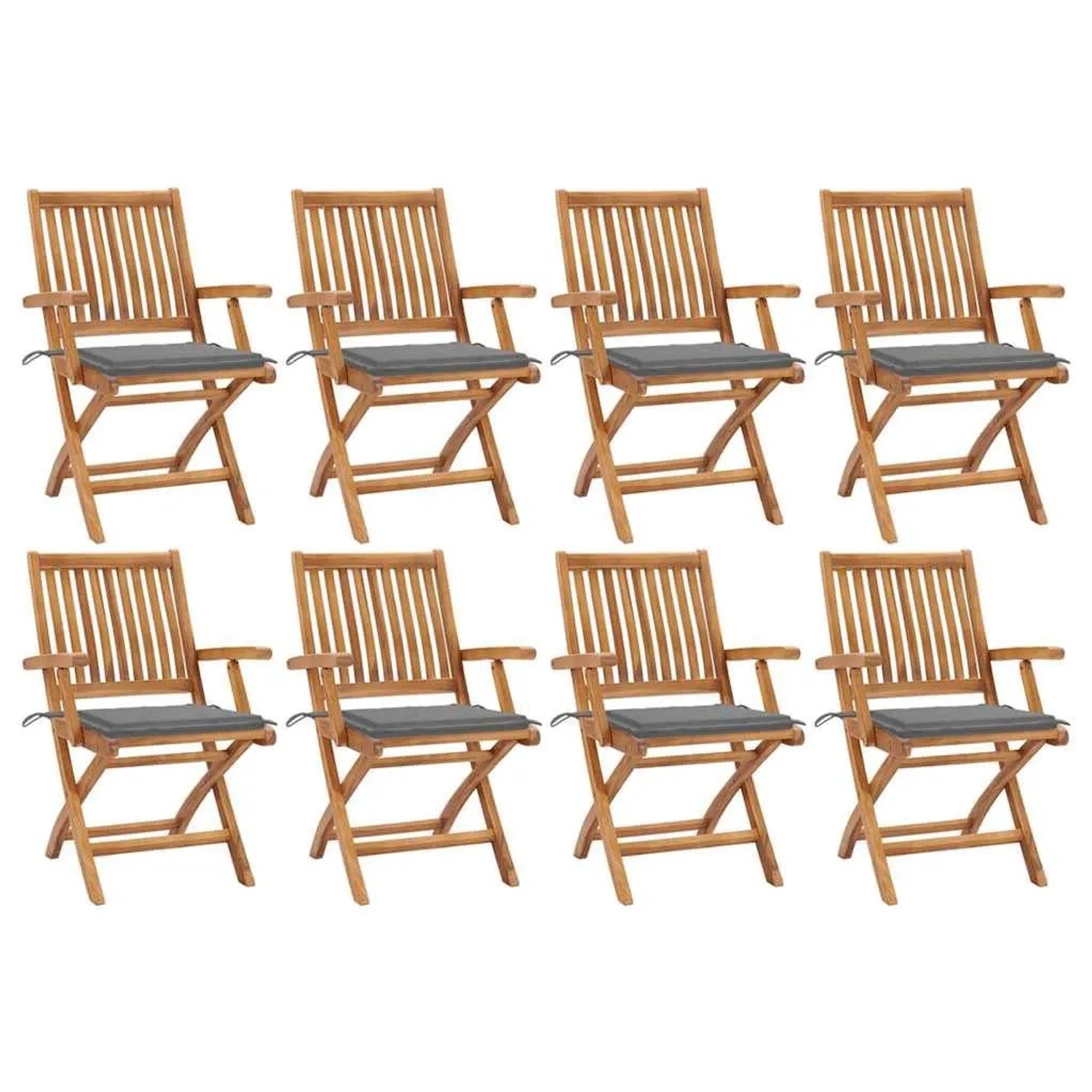 vidaXL Klappbare Gartenstühle mit Kissen 8 Stk Massivholz Teak 3072778