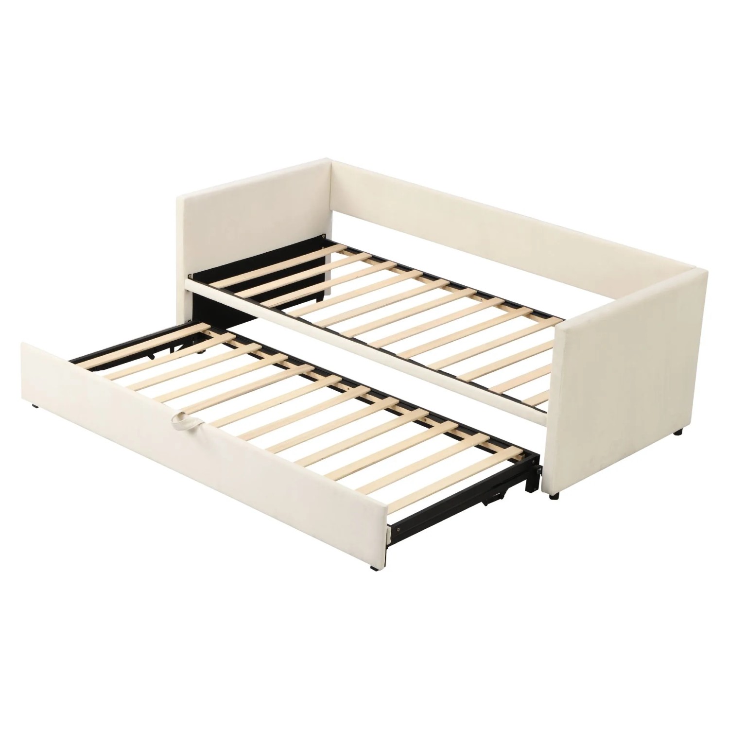 Merax Schlafsofa 90x200cm Ausziehbar Samt Beige