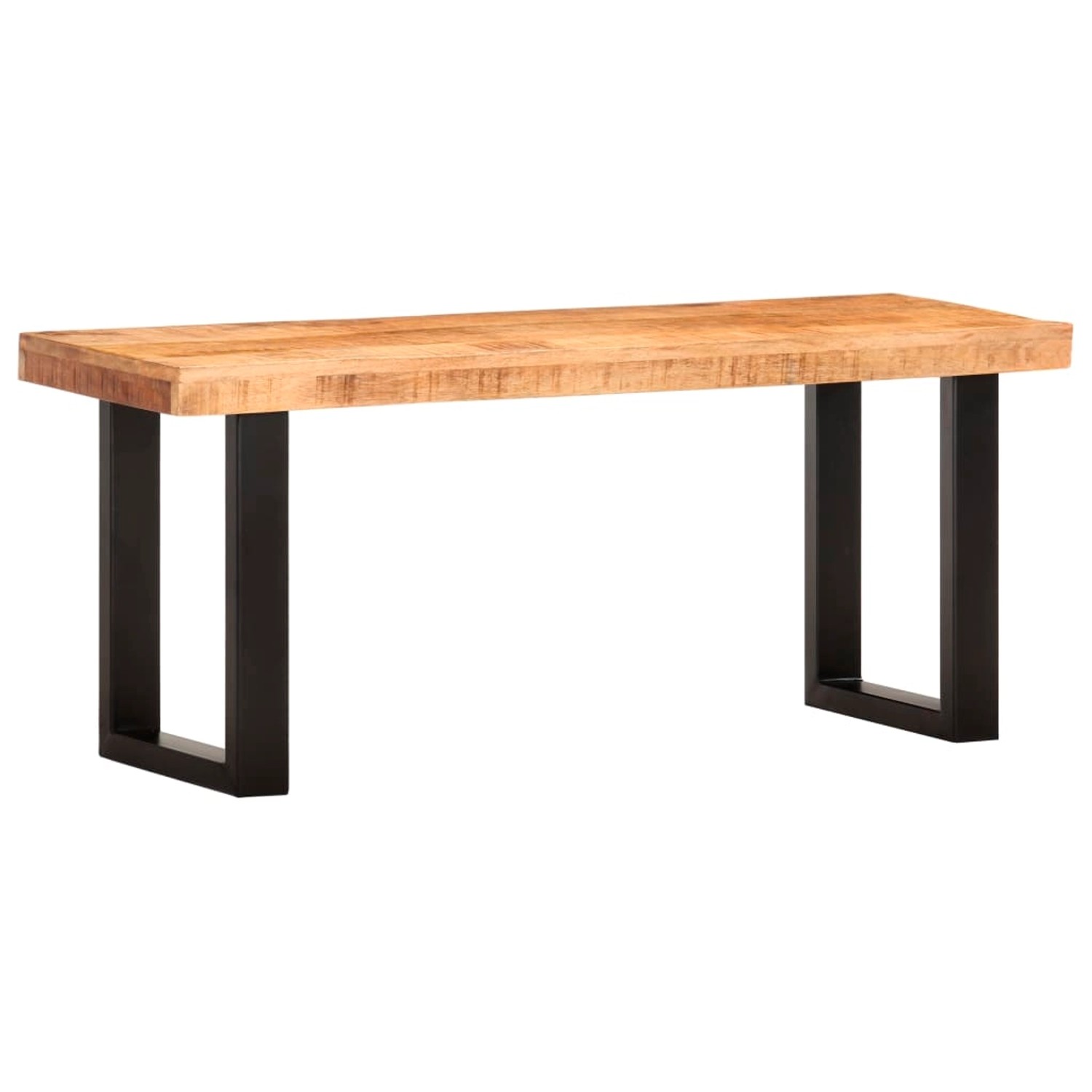 VidaXL Sitzbank aus Mango-Holz und Stahl, 110 cm breit. Möbel im Industrie-Stil für Wohnzimmer und Flur.