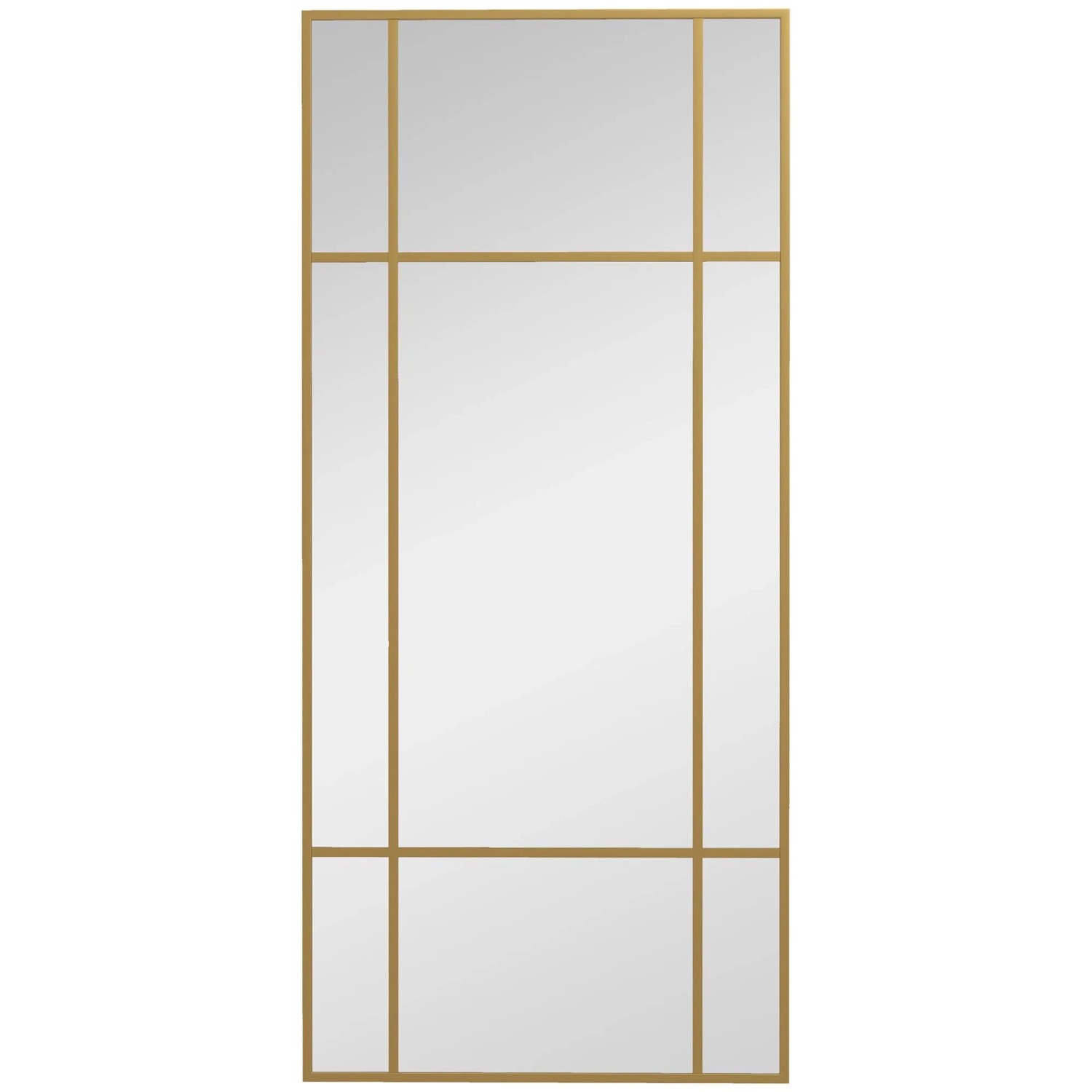 HOMCOM Wandspiegel mit Metallrahmen Glas Metall Gold 110L x 2B x 50H cm