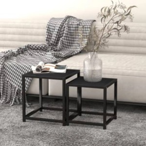 vidaXL Beistelltische, 2er-Set, schwarz, MDF, quadratisch. Couchtische im Industrie-Stil.