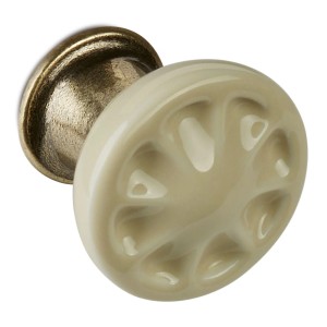 SOTECH Porzellanknopf META Ø33 mm Messing Antik Creme