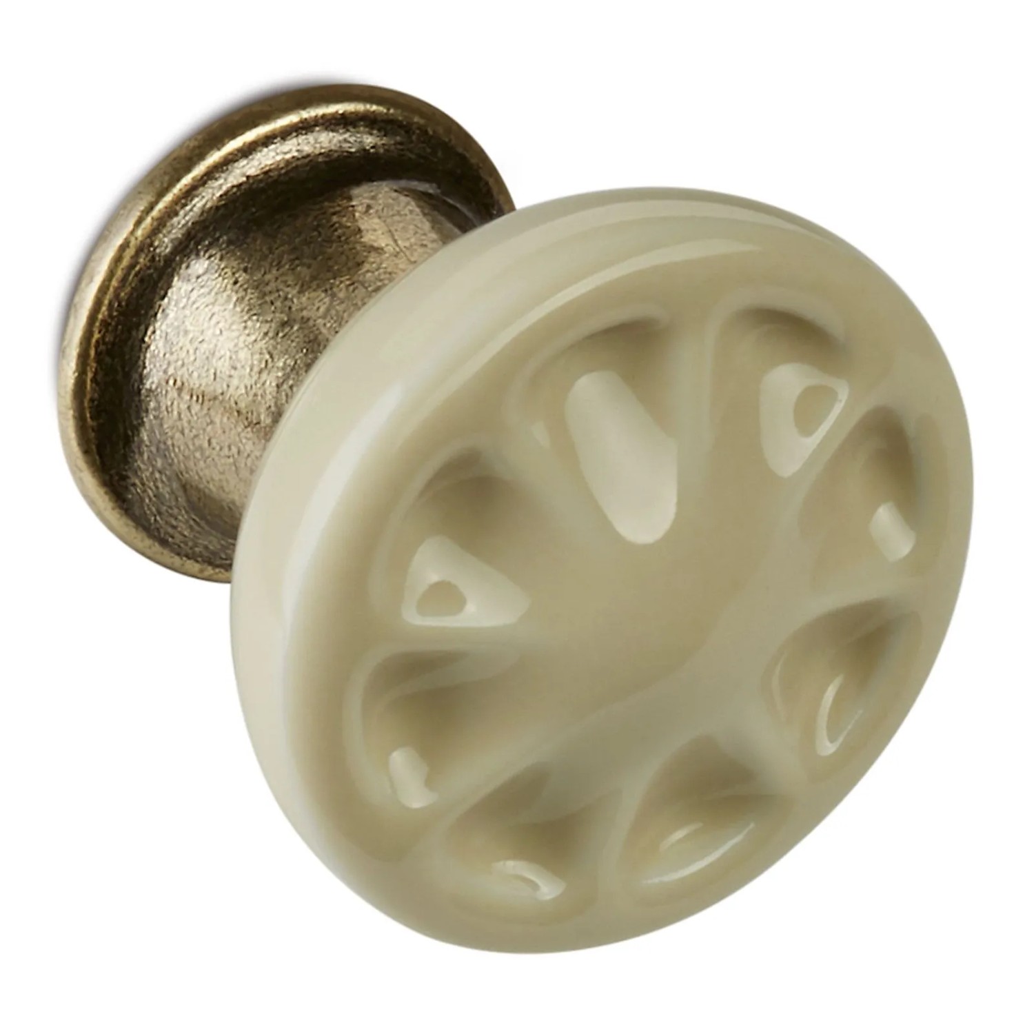 SOTECH Porzellanknopf META Ø33 mm Messing Antik Creme