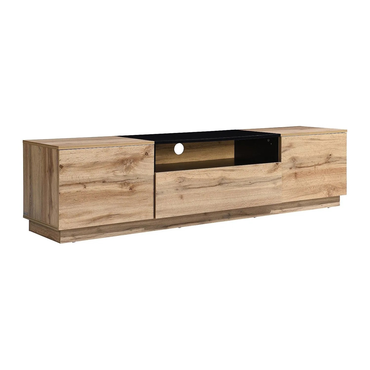 Vente-unique Tv-Board Cemilina Schwarz  Naturfarben Hell 180 cm