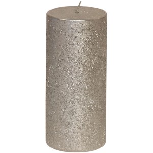 Stumpenkerze Glanz-Nordic in Silber, Ø 68x150mm, lackierte Oberfläche.