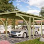 Karibu Einzelcarport Eco aus Holz mit Auto. Stabiler Unterstand mit PVC-Dachplatten für PKW, Motorrad oder Fahrräder.