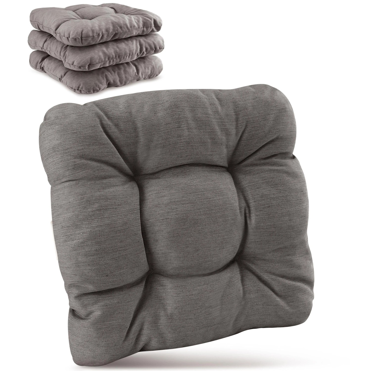 Beautissu HighLux SK Stuhlkissen 40x40x8cm Hellgrau 4tlg günstig online kaufen