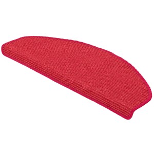 Rote Pergamon Natur Sisal Stufenmatte, 24x65cm, 15er Set. Treppenschutz aus Sisal für mehr Sicherheit.