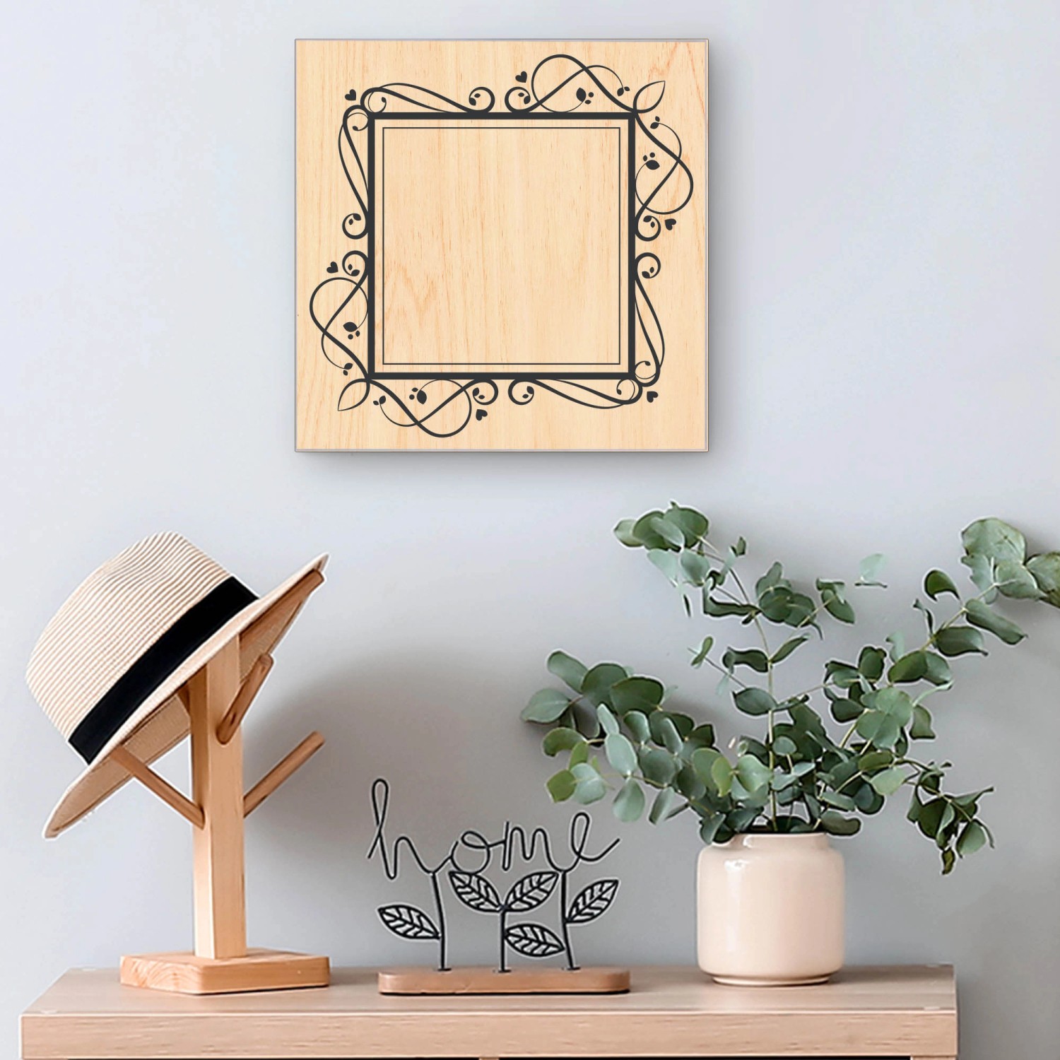 Banjado Schlüsselkasten, weiße Holzfront mit Herzrahmen, 50 Haken zur Schlüsselaufbewahrung.