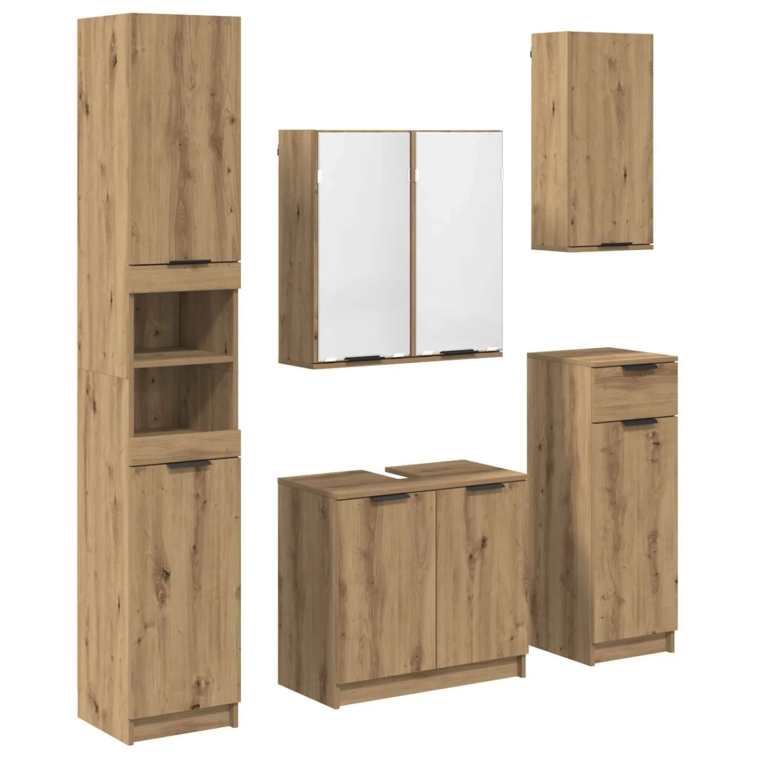 vidaXL Badezimmermöbel-Set mit Regal 5-Tlg Artisan-Eiche Holzwerkstoff 3415 günstig online kaufen