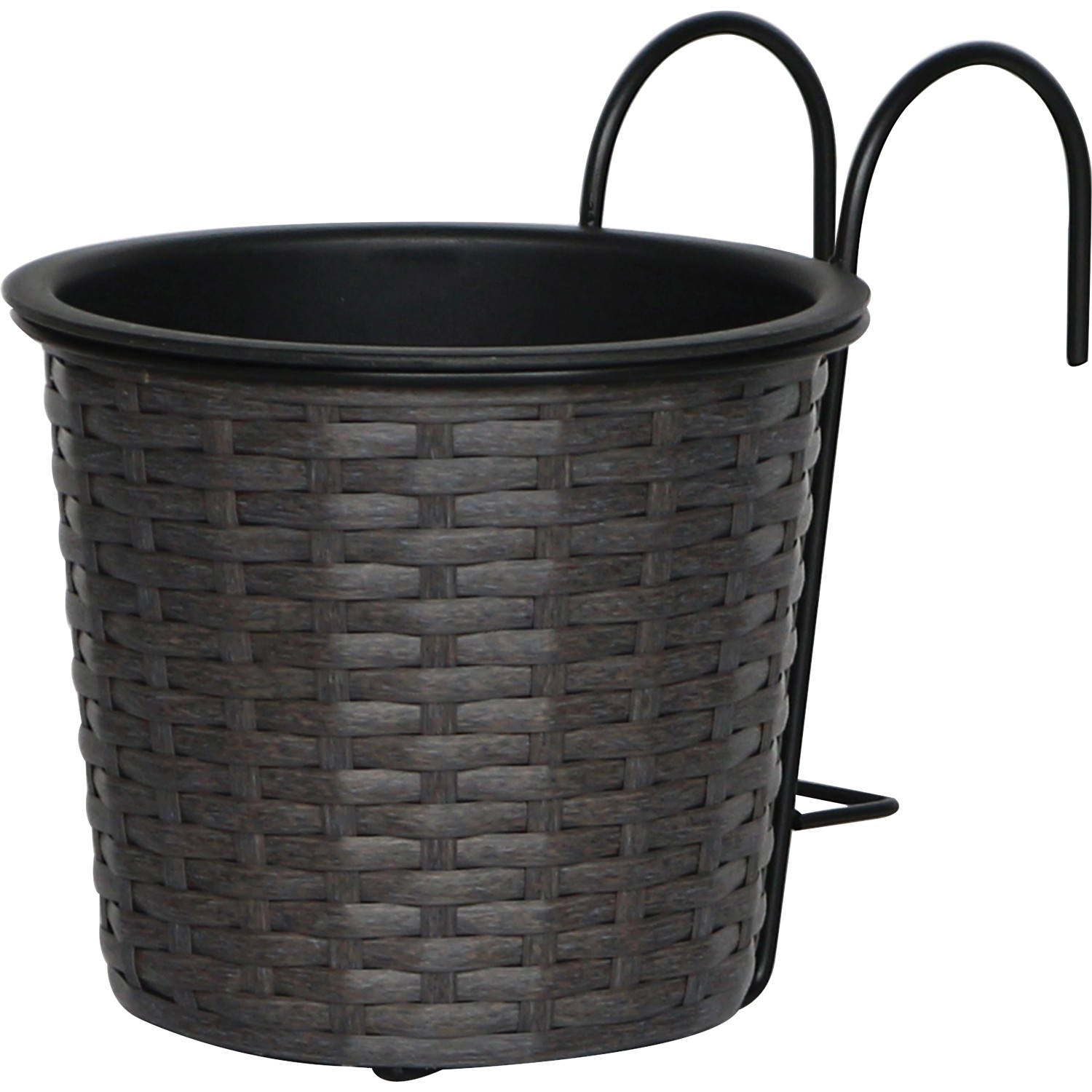 Balkontopf Polyrattan Anthrazit-Schwarz 19 cm x 19 cm x 22 cm