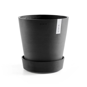 Dunkelgrauer Ecopots Untersetzer Amsterdam mit Rollen, 34,1 cm, für Blumentöpfe.