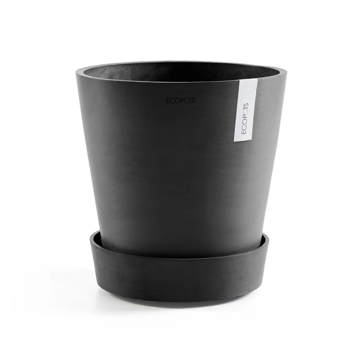 Dunkelgrauer Ecopots Untersetzer Amsterdam mit Rollen, 34,1 cm, für Blumentöpfe.