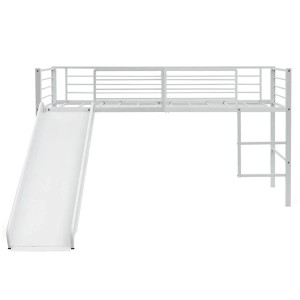 Costway Hochbett mit Rutsche und Leiter mit Lattenrost Metall Weiß