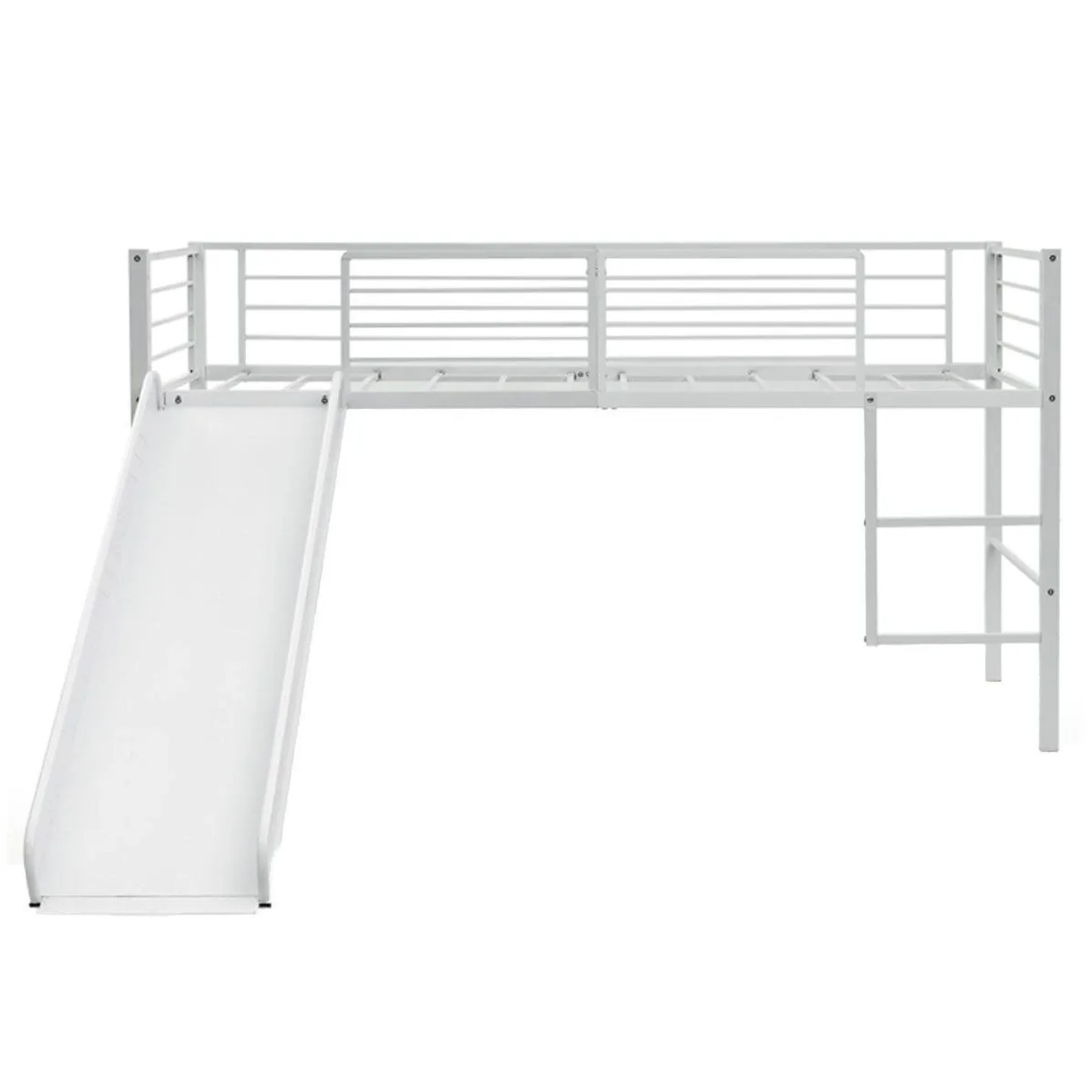 Costway Hochbett mit Rutsche und Leiter mit Lattenrost Metall Weiß günstig online kaufen