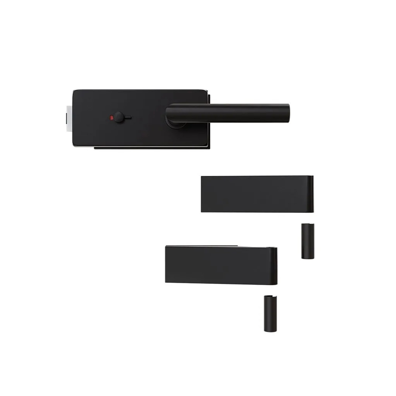 Hansaglas Glastürbeschlag Studio WC-/Sanitärschloss Eckig Glastür Beschlag-Set Schwarz