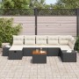 vidaXL Gartenmöbel-Set, 8-teilig, schwarz, Poly Rattan, mit Kissen.