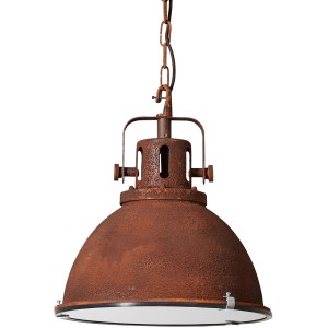 Rostfarbene Pendelleuchte Jesper, Ø 38cm, im Industrial-Design für den Innenbereich.